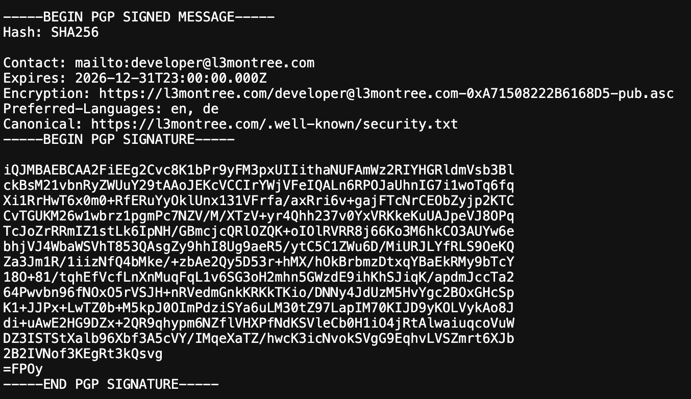 Beispiel einer Security.txt